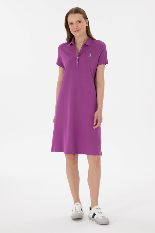 Kadın Mor Polo Yaka Mini Boy Örme Elbise 50280038-VR038