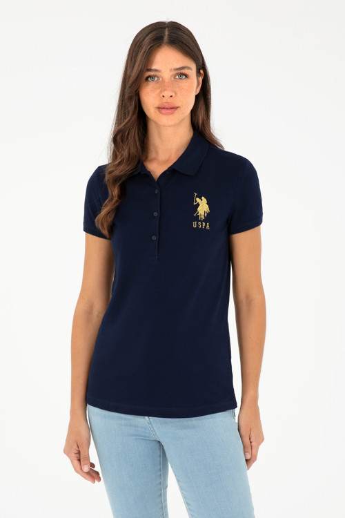 Kadın Lacivert Basic Polo Yaka Tişört 50280071-VR033