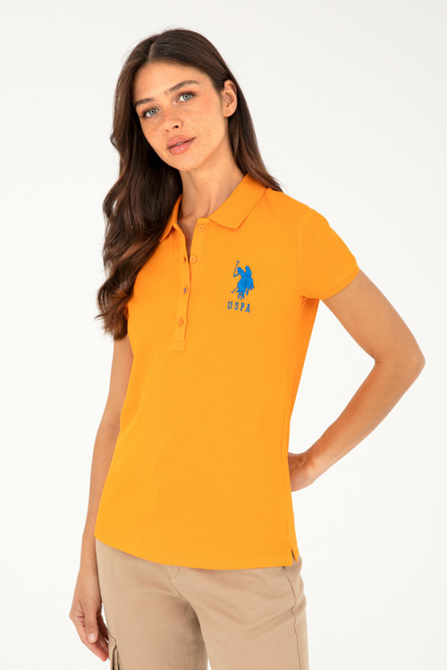 Kadın Turuncu Basic Polo Yaka Tişört 50280063-VR051