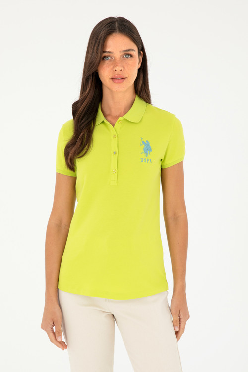 Kadın Fıstık Yeşili Basic Polo Yaka Tişört 50280063-VR087