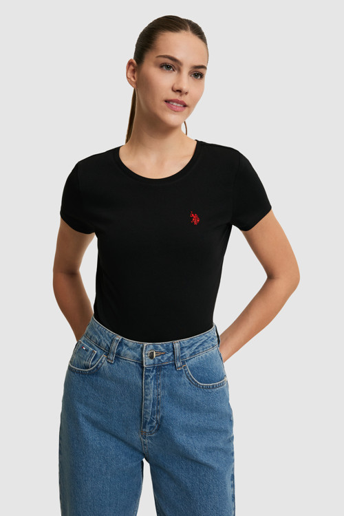 Kadın Siyah Basic Tişört 50321819-VR046