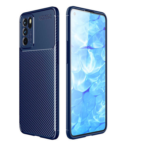 Oppo Reno 6 4G Kılıf Karbon Görünümlü Silikon Kamera Korumalı Üstün Koruma Pazarplus