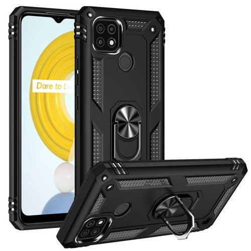 Realme C21 Kılıf Kamera Koruyucu Manyetik Standlı Tank Koruma Pazarplus