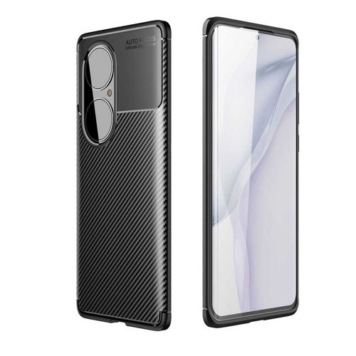 Huawei P50 Pro Kılıf Karbon Görünümlü Silikon Kamera Korumalı Üstün Koruma Pazarplus