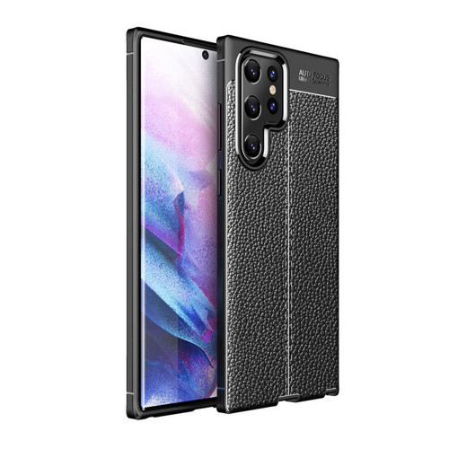 Galaxy S22 Ultra Kılıf Deri Görünümlü Silikon Kamera Korumalı Üstün Koruma Pazarplus