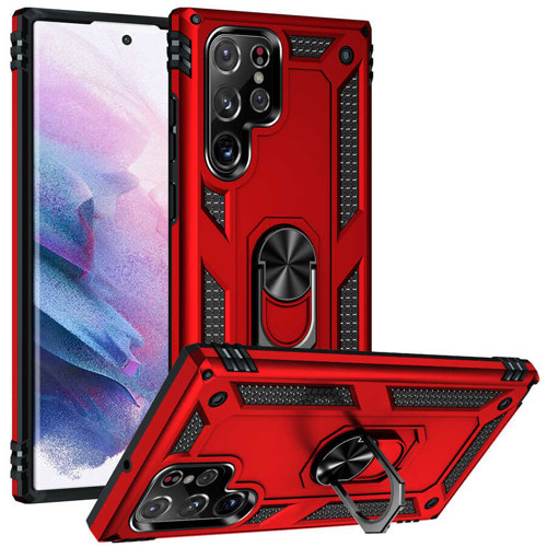 Galaxy S22 Ultra Kılıf Kamera Koruyucu Manyetik Standlı Tank Koruma Pazarplus