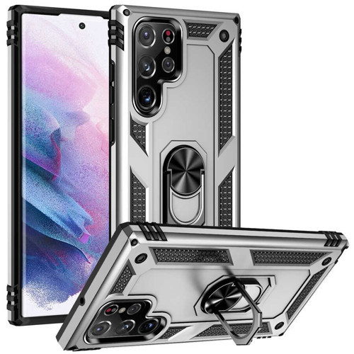Galaxy S22 Ultra Kılıf Kamera Koruyucu Manyetik Standlı Tank Koruma Pazarplus