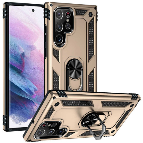 Galaxy S22 Ultra Kılıf Kamera Koruyucu Manyetik Standlı Tank Koruma Pazarplus