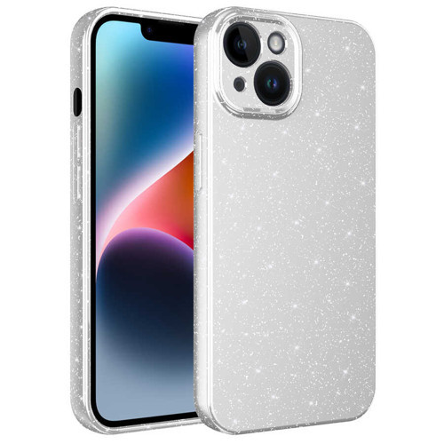 iPhone 14 Kılıf Kamera Korumalı Simli Silikon Üstün Koruma