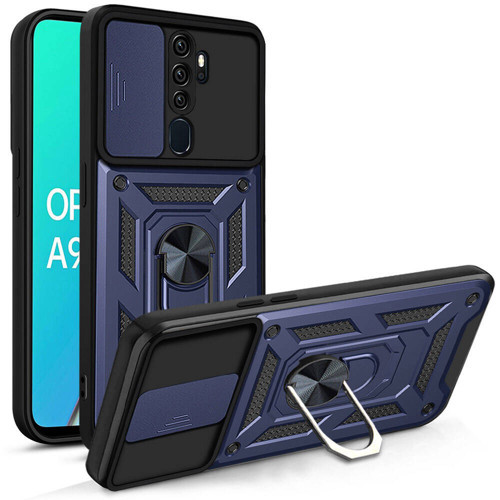 Oppo A5 2020 Kılıf Sürgülü Kamera Koruyucu Manyetik Standlı Tank Koruma