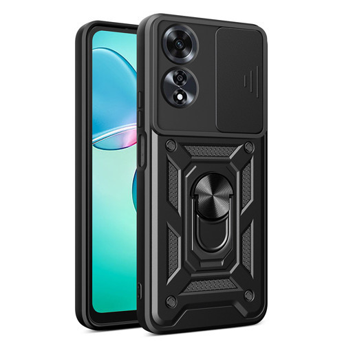 Oppo A60 Kılıf Sürgülü Kamera Koruyucu Manyetik Standlı Tank Koruma