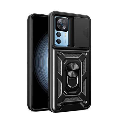 Xiaomi Mi 12T Pro Kılıf Sürgülü Kamera Koruyucu Manyetik Standlı Tank Koruma