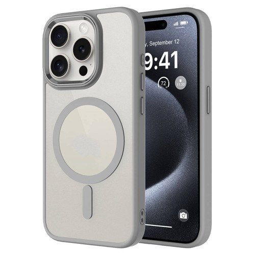 iPhone 15 Pro Kılıf MagSafe Şeffaf Arka Yüz Kamera Yükseltili Silikon