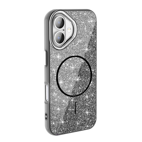 iPhone 16 Plus Kılıf Dökülmeyen Simli Silikon MagSafe Kamera Yükseltili