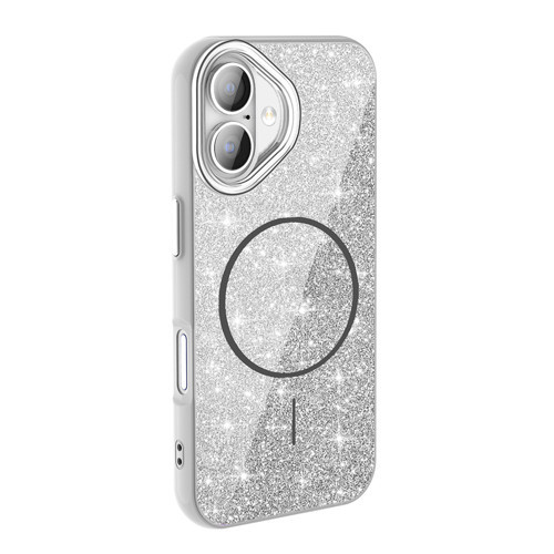 iPhone 16 Plus Kılıf Dökülmeyen Simli Silikon MagSafe Kamera Yükseltili