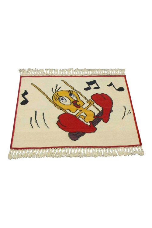 El Dokuma Tweety Yün Kilim 1722 - Yeni - Çok Renkli
