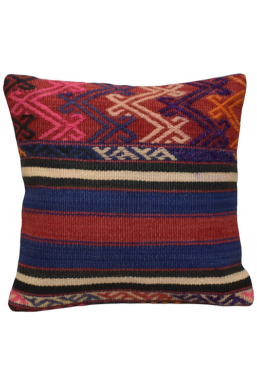 El Dokuma Dekoratif Kilim Kırlent Yastık Kılıfı 1246 - Yeni - Çok Renkli