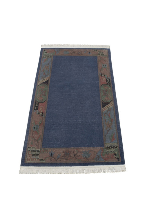 El Dokuma Eskitme Himalayalar Yün Halı 1675 - Vintage - Mavi