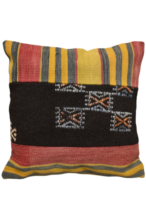 El Dokuma Patchwork Kırkyama Kilim Kırlent Yastık Kılıfı 0910 - Yeni - Çok Renkli