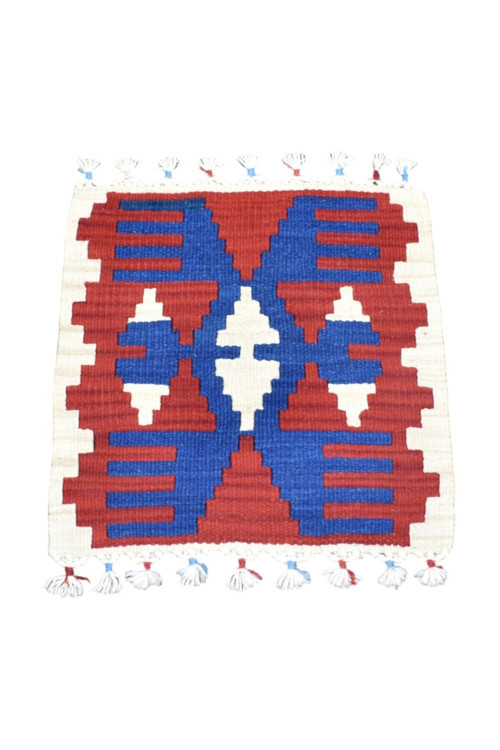 El Dokuma Kare Köşe Sandalye Minderi Pınarbaşı Kayseri Yün Kilim 1725 - Yeni - Çok Renkli