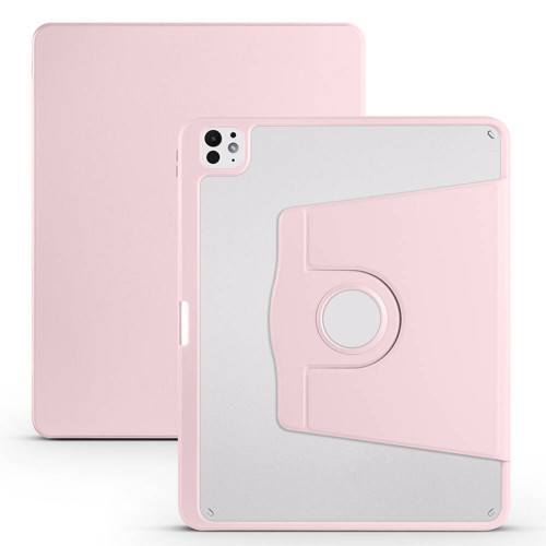 iPad Pro 13 2025 M5 Kılıf Termik Kalem Bölmeli Dönebilen Standlı Kılıf - Pembe