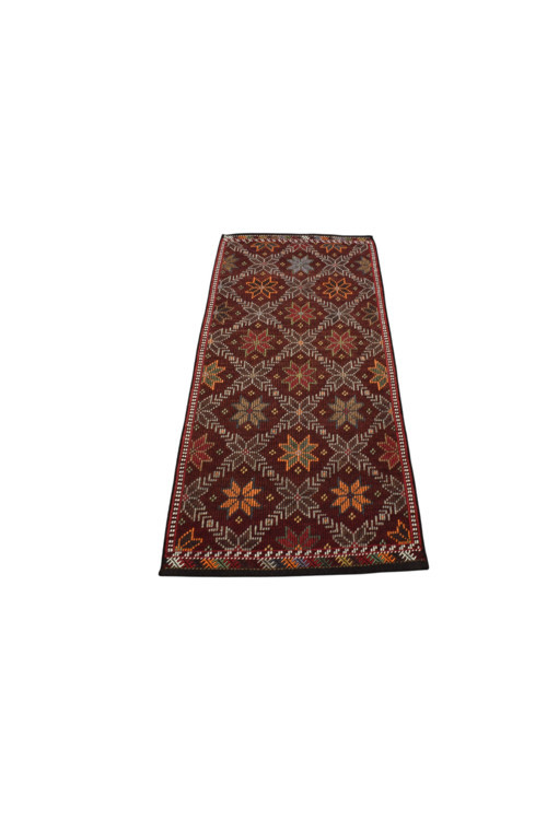 El Dokuması Çiçekli Karapınar Yörük Yün Cecim Kilim 0747 - Yeni - Çok Renkli