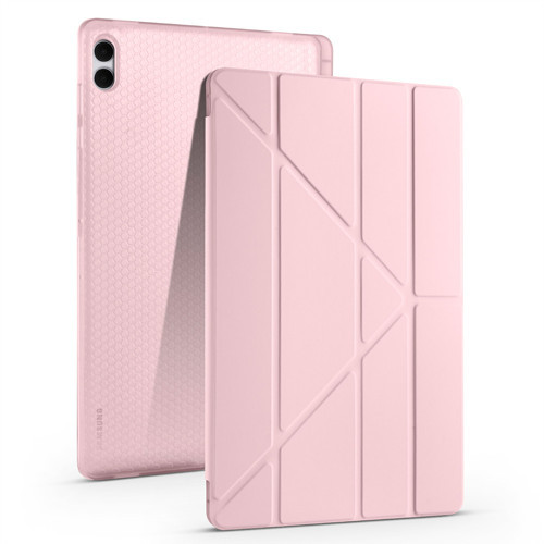 Galaxy Tab S11 Ultra Kılıf Tri Folding Kalem Bölmeli Standlı Kılıf - Rose Gold