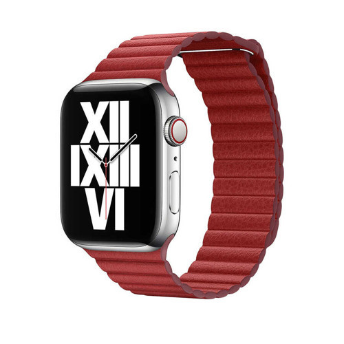 Watch Ultra 49mm Kordon KRD-09 Deri Lop Strap Kayış - Kırmızı