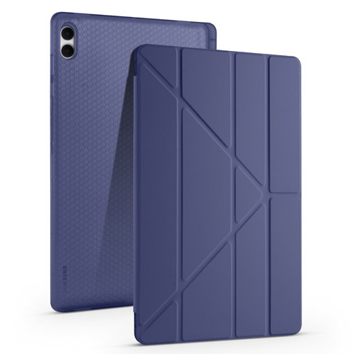 Galaxy Tab S11 Ultra Kılıf Tri Folding Kalem Bölmeli Standlı Kılıf - Lacivert