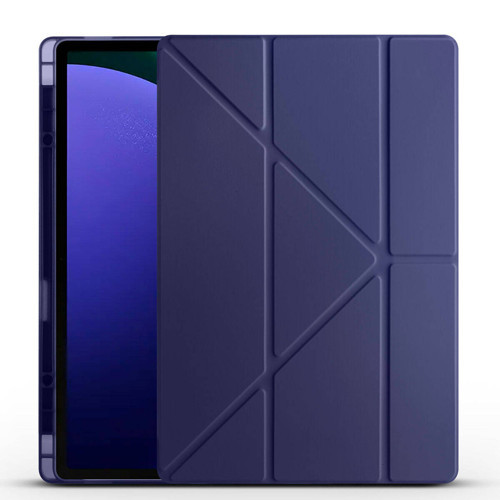 Galaxy Tab S10 Ultra Kılıf Tri Folding Kalem Bölmeli Standlı Kılıf - Lacivert