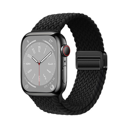 Watch 10 42mm KRD-134 Örgü Tasarımlı Hasır Kordon Strap Kayış - Siyah