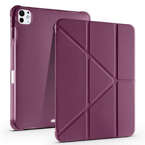 iPad Air 11 2025 M3 Kılıf Tri Folding Kalem Bölmeli Standlı Kılıf - Koyu Mor