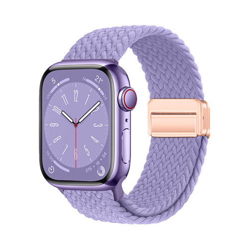 Watch 10 46mm KRD-134 Örgü Tasarımlı Hasır Kordon Strap Kayış - Lila