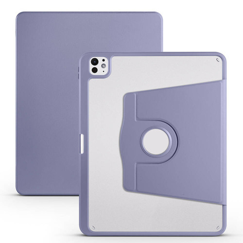 iPad Pro 13 2025 M5 Kılıf Termik Kalem Bölmeli Dönebilen Standlı Kılıf - Lavendery Gray