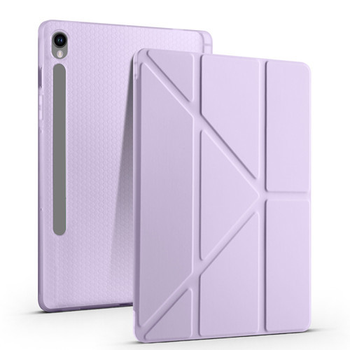 Galaxy Tab S10 Lite Kılıf Tri Folding Kalem Bölmeli Standlı Kılıf - Lila