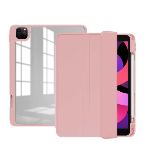 iPad Pro 12.9 2022 M2 Kılıf Nort Arkası Şeffaf Standlı Kılıf - Pembe