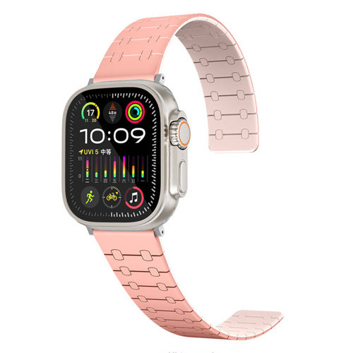 Watch Ultra 49mm KRD-111 Çizgili Desenli Silikon Kordon - Pembe