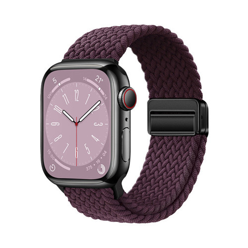 Watch 10 42mm KRD-134 Örgü Tasarımlı Hasır Kordon Strap Kayış - Koyu Mor
