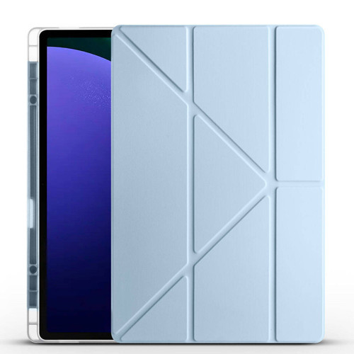 Galaxy Tab S10 Ultra Kılıf Tri Folding Kalem Bölmeli Standlı Kılıf - Mavi