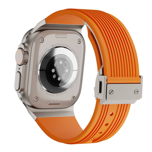 Watch Ultra 49mm KRD-113 Spor Görünümlü Silikon Kordon - Turuncu