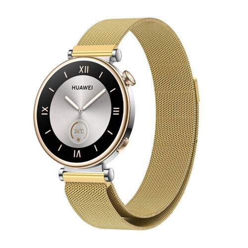 Huawei GT4 41mm KRD-01 18mm Metal Hasır Kordon - Gold