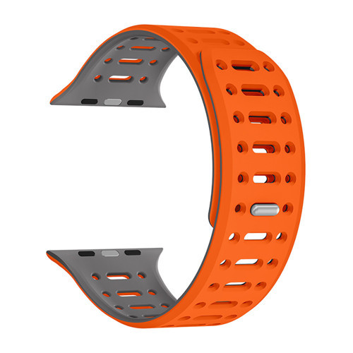 Watch 10 42mm KRD-124 Silikon Kordon Strap Kayış - Turuncu-Gri