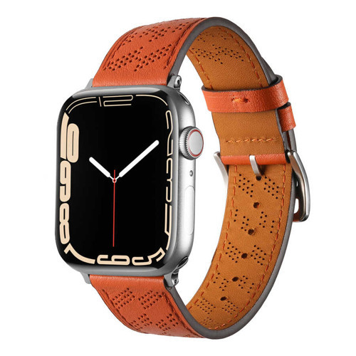  Watch Ultra 49mm KRD-76 PU Deri Kordon Strap Kayış - Turuncu