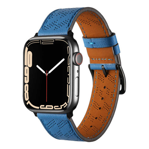  Watch Ultra 49mm KRD-76 PU Deri Kordon Strap Kayış - Mavi