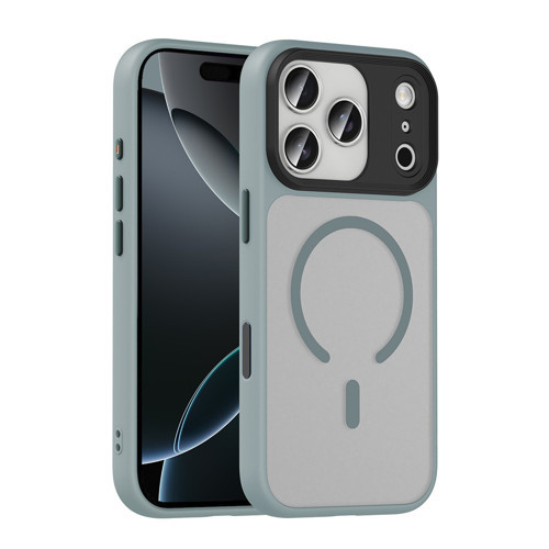 iPhone 18 Pro Kılıf Mat Arka Yüzey Wireless Şarj Özellikli Flet M-safe Kılıf - Gri