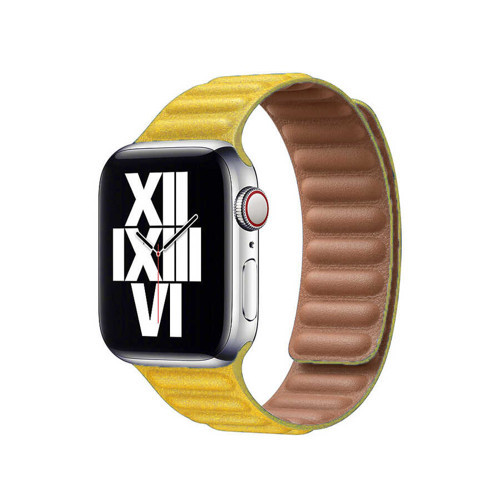  Watch Ultra 49mm Kordon KRD-34 Deri Strap Kayış - Sarı