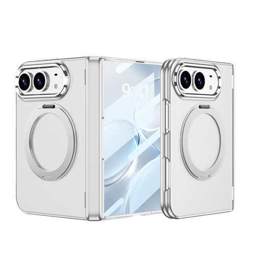 iPhone Duo Kılıf M-safe Şarj Özellikli Kıpta KPT-07 Ring Standlı Sert PC Kılıf - Gümüş
