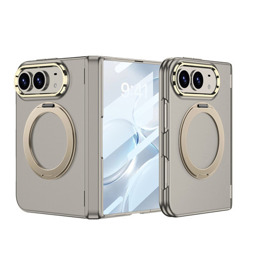 iPhone Duo Kılıf M-safe Şarj Özellikli Kıpta KPT-07 Ring Standlı Sert PC Kılıf - Titanyum