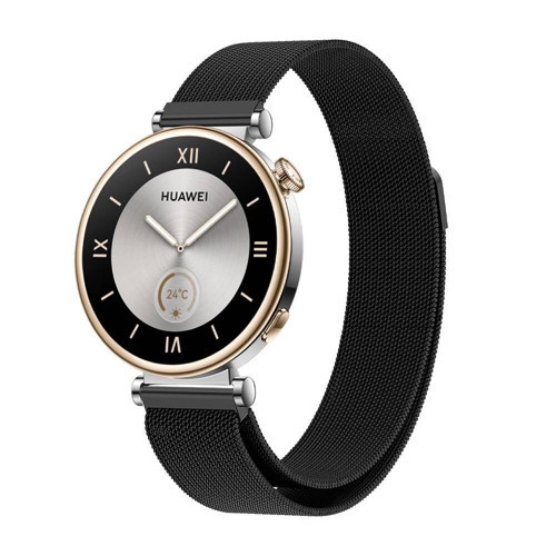 Huawei GT4 41mm KRD-01 18mm Metal Hasır Kordon - Siyah