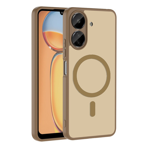 Xiaomi Poco C65 Kılıf M-safe Şarj Özellikli Babet Kılıf - Kahverengi